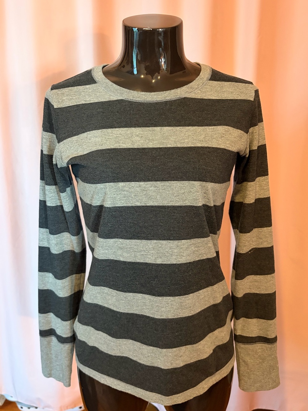 Gray and Charcoal Striped Long-Sleeve